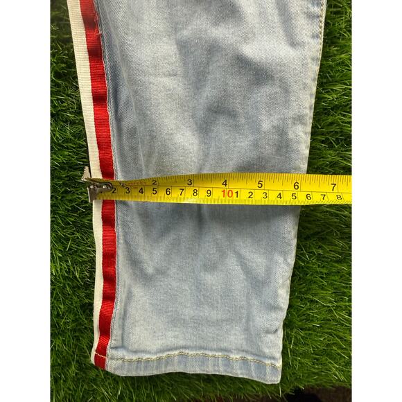 BDG Urban Outfitters Skinny Stretch Jeans Sz 34 Light Wash Red Side Stripe - Picture 8 of 12